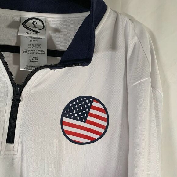 FIFA World Cup 2022 Sweater Men's XL White 1/4 Zip Qatar Long Sleeve Pullover - Picture 5 of 10
